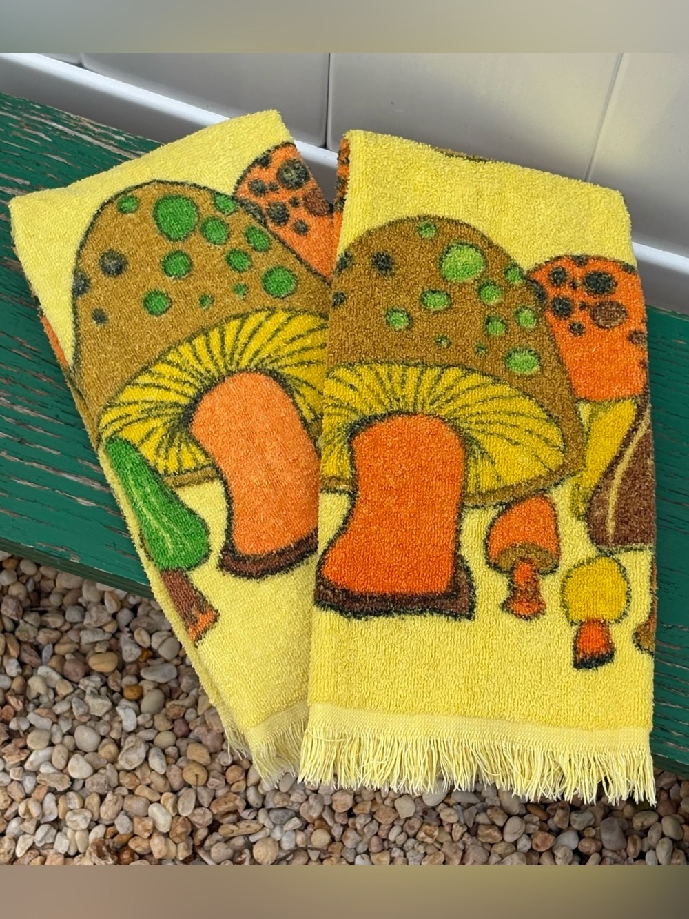 Vintage Cannon Merry Mushroom Hand Towels (set of 2)